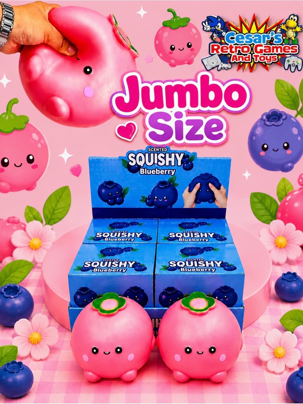 Cesar's Retro Games Pink Jumbo Blueberry Scented Squishy Toy